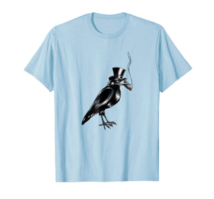 Black Crow Top Hat Smoking Cigar Graphic Art T-Shirt
