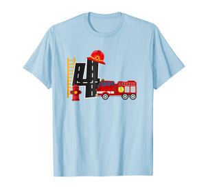 Boy's 4 Year Old Fire Truck Birthday Tee