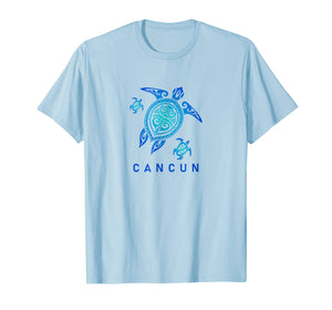 Cancun Mexico T-Shirt Sea Blue Tribal Turtle