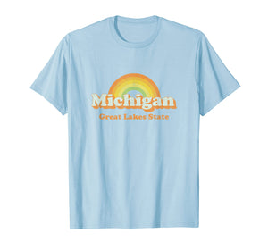 Retro Michigan T Shirt Vintage 70s Rainbow Tee Design