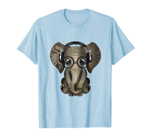 Baby Elephant DJ Wearing Headphones & Glasses Gift Shirt