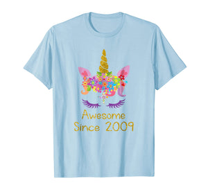 Cute 10th Birthday Unicorn Girls Tshirt, Awesome since 2009