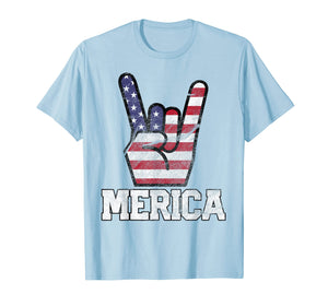 Merica Rock Sign 4th of July Vintage American Flag Retro USA T-Shirt