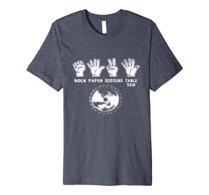 Mens Rock Paper Scissors Table Saw Woodworking Shirt