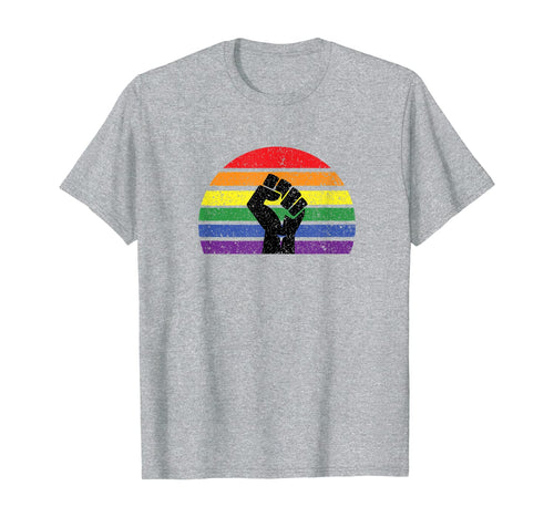 LGBT Pride Flag Fist BLM Black Lives Matter Vintage Retro T-Shirt