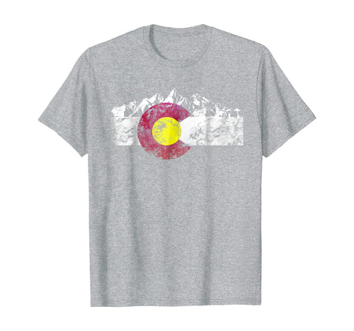 Colorado Flag Mountains Retro Vintage Distressed Graphic Tee