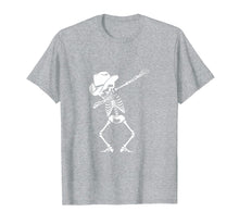 Load image into Gallery viewer, Dabbing Skeleton T-shirt Cowboy Hat Skull Shirt Dance Move
