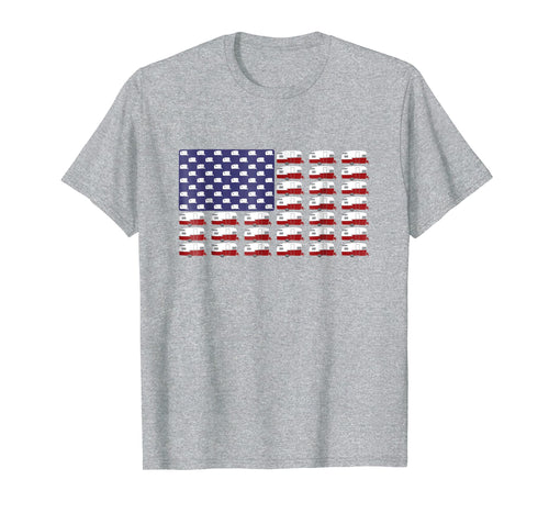 Vintage RV Camper Trailer American Flag T-Shirt