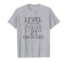 Load image into Gallery viewer, Level 21 Unlocked T-Shirt Gamer Birthday 21st Gaming Legend
