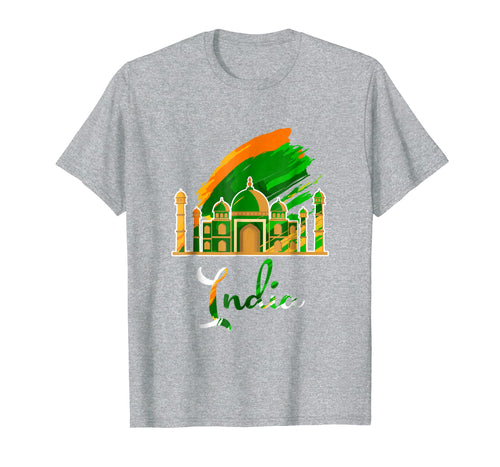 Taj Mahal Vintage India Souvenir T-Shirt Indian Flag