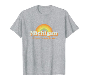 Retro Michigan T Shirt Vintage 70s Rainbow Tee Design