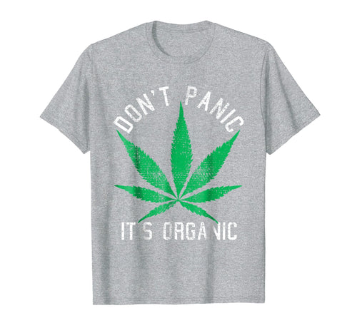 Weed Cannabis Leaf T-Shirt Vintage Don't Panic It's Organic