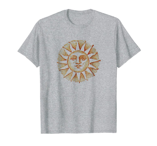 Vintage Sun Face | Nature Sketch Art T-shirt