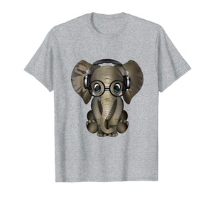Baby Elephant DJ Wearing Headphones & Glasses Gift Shirt