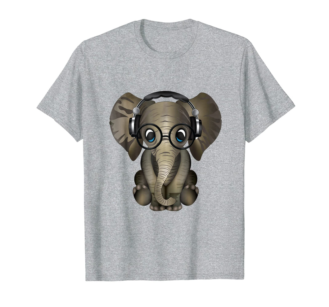 Baby Elephant DJ Wearing Headphones & Glasses Gift Shirt