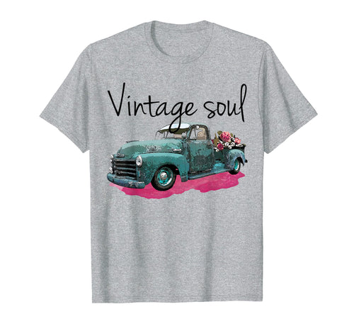 Vintage Soul Truck Flower Farming Farmer Gift Tee Shirt