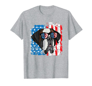4th of July Dog Patriotic Saint Bernard Dog with Sunglasses T-Shirt