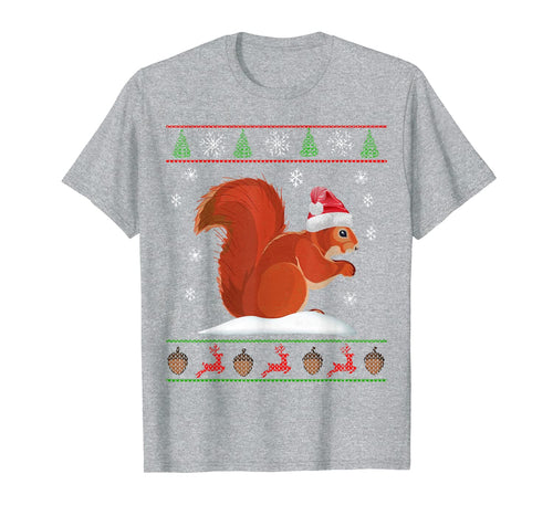 Cute Squirrel Santa's Hat Ugly Christmas Sweater Tee Xmas T-Shirt